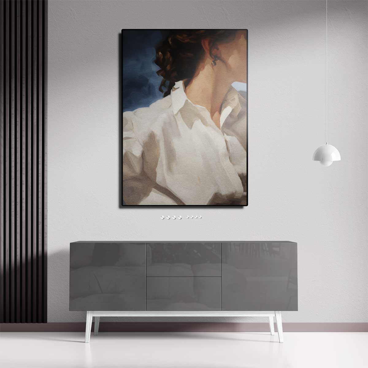 Zacht Portret met Witte Blouse – canvas kunstwerk als wanddecoratie