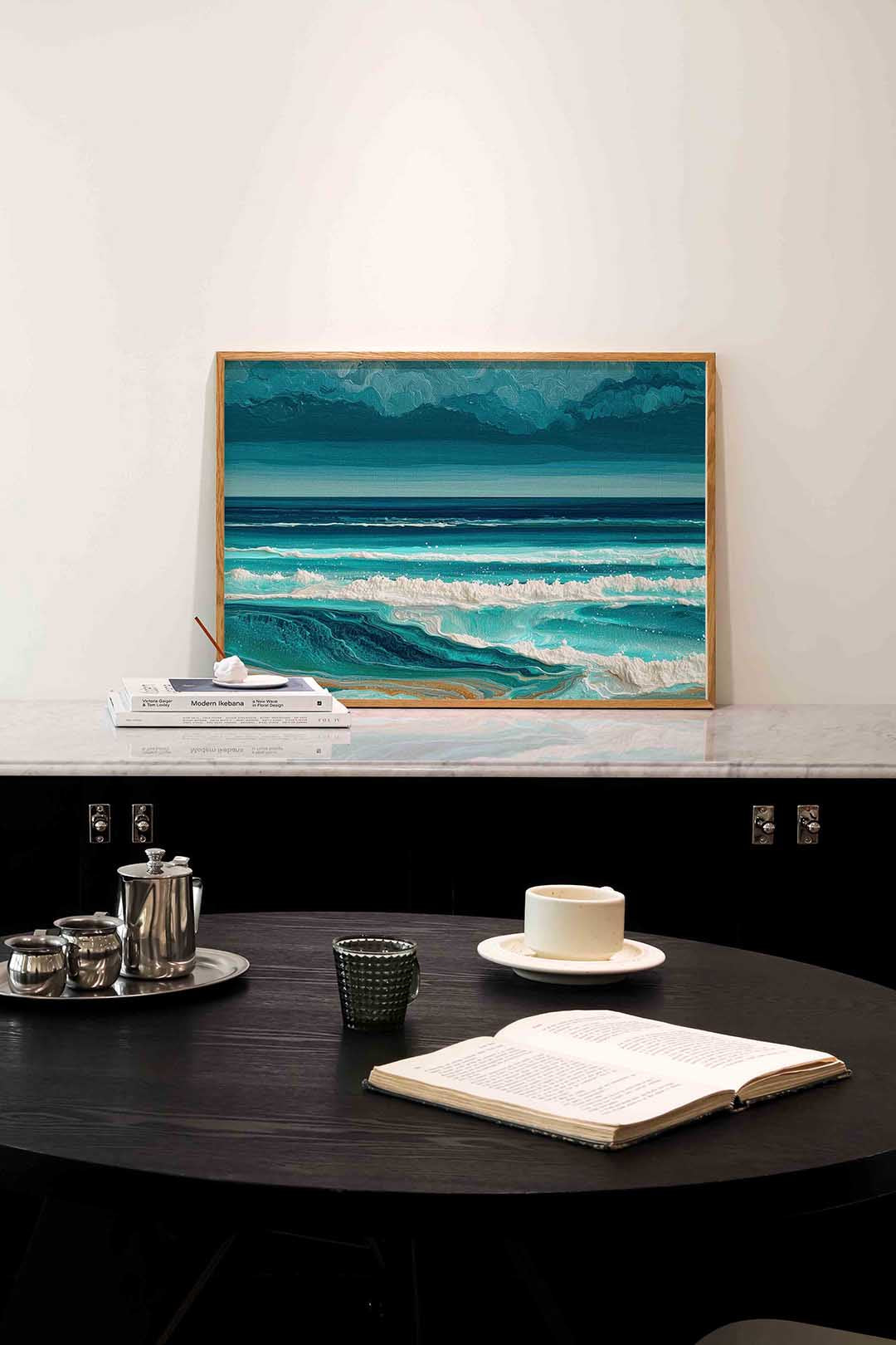 Golvende zee – abstracte poster in liggend formaat