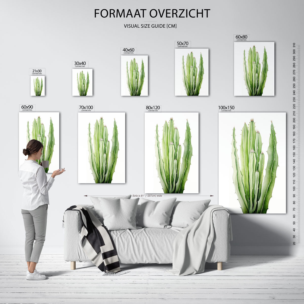 Groene cactus – staande muurposter met jungle thema