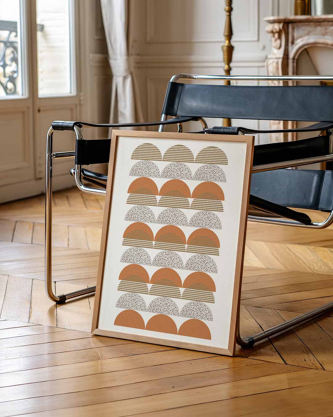 Retro Halve Cirkels – staande abstracte wanddecoratie van WallArtistic
