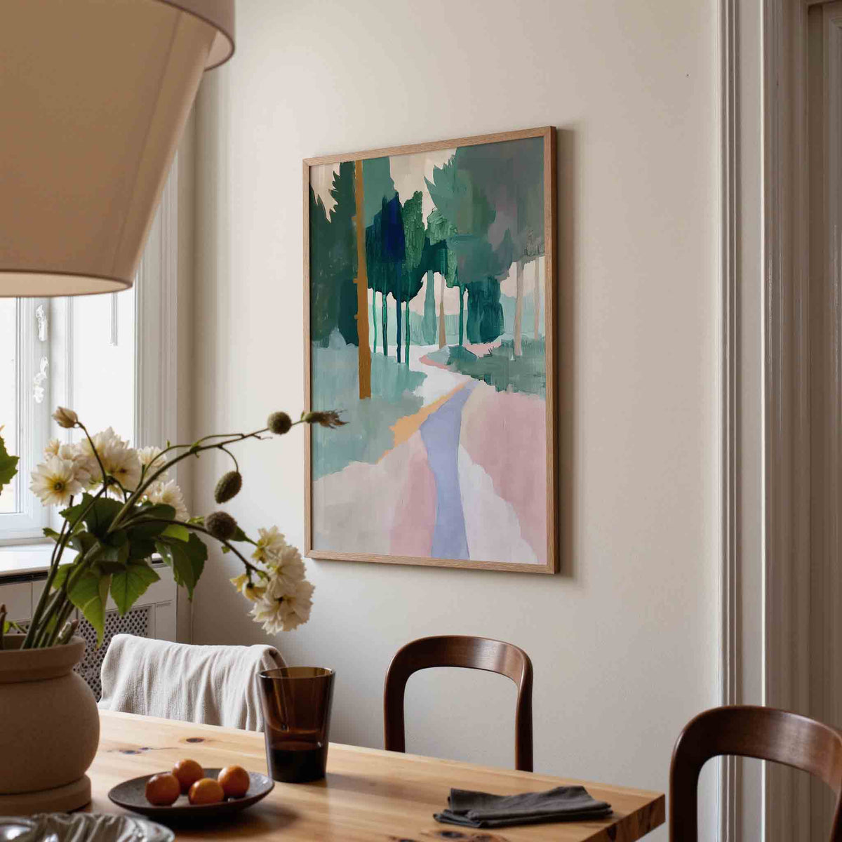 Boslandschap – eigentijdse illustratie poster in staand formaat