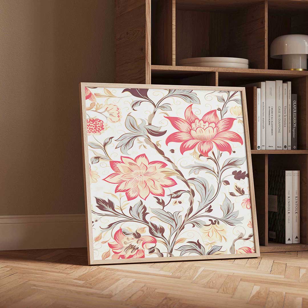 Bloemen en bladeren – vintage wandkunst als vierkante poster