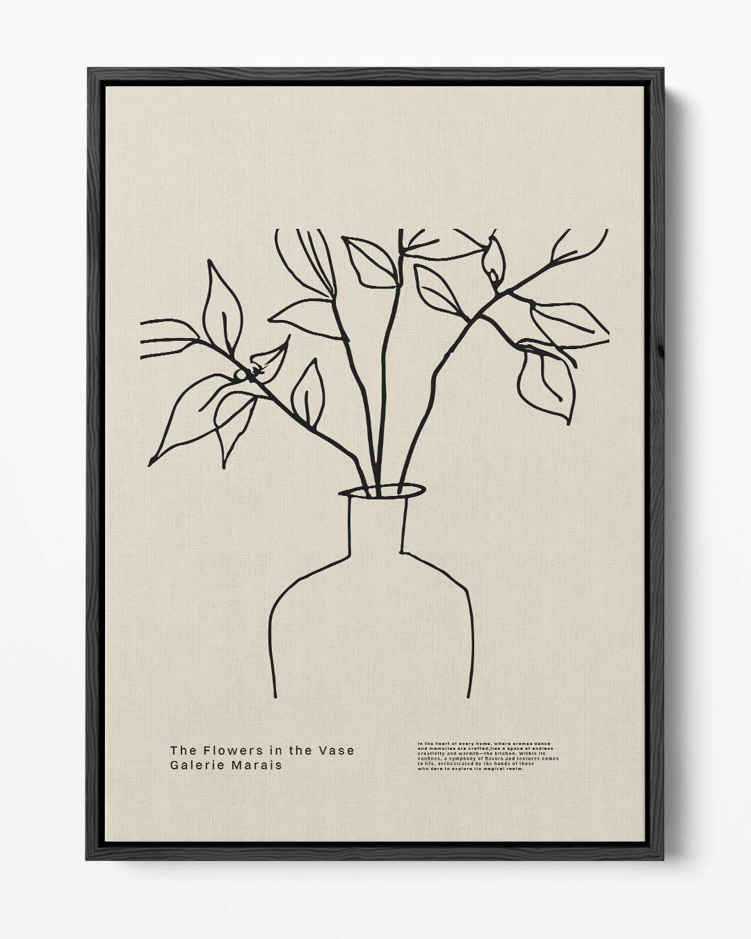 Elegante Lijnen Bloemenvaas – portret kunstwerk als wanddecoratie