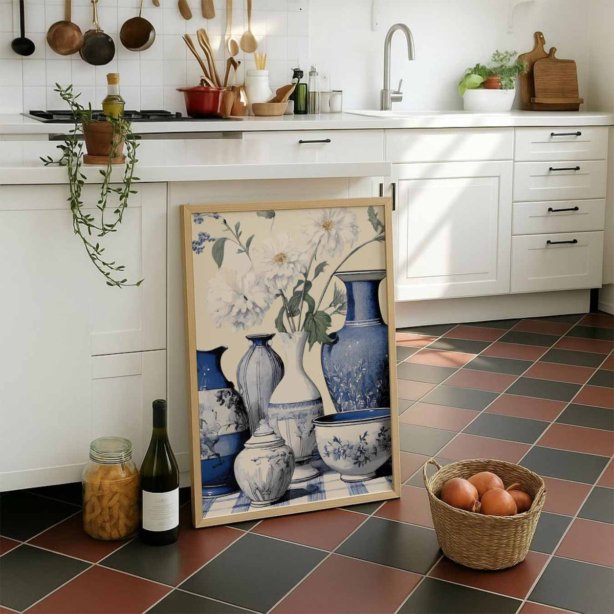 Stijlvolle Bloemvazen – staande muurposter voor keuken of eethoek