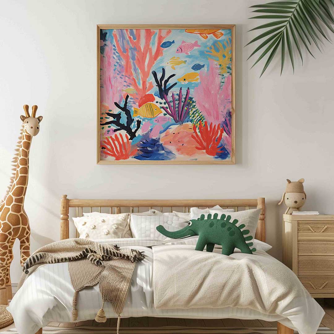 Vissen en koraal – vierkante kinderkamer wanddecoratie van WallArtistic