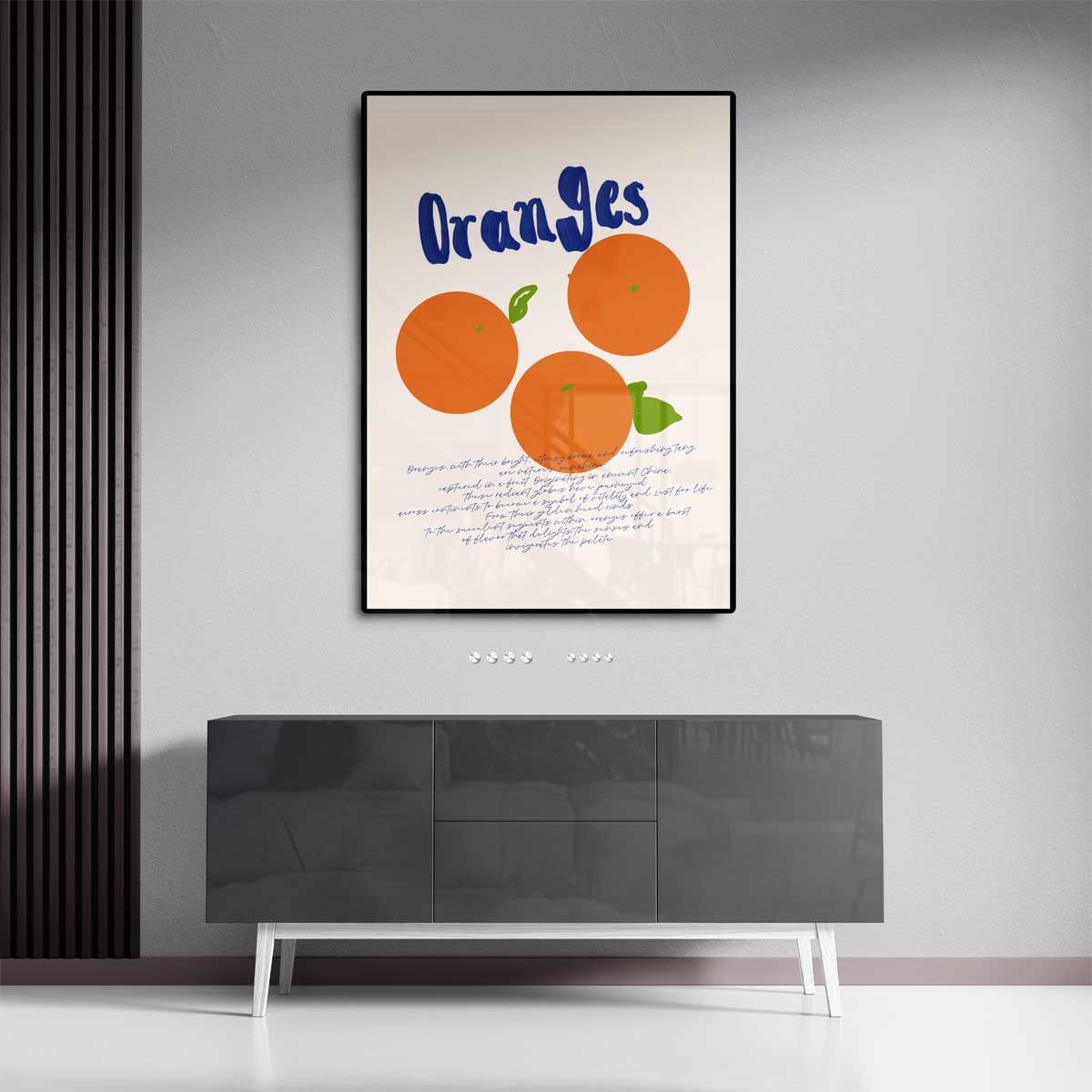 Zomers Sinaasappelgenot – staande wandkunst voor woonkamer of interieur