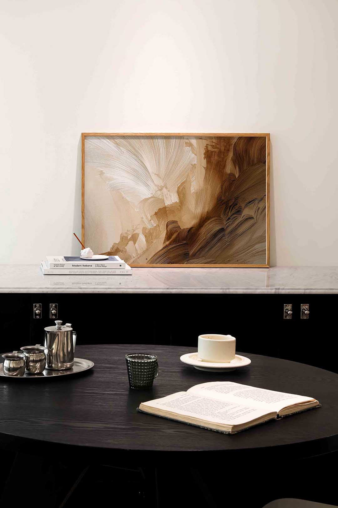 Abstracte bruine beweging – abstracte poster in liggend formaat