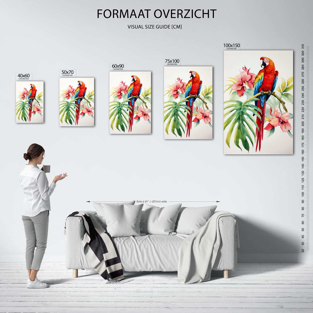 Vrolijke papegaai – staand wanddecoratie kunstwerk