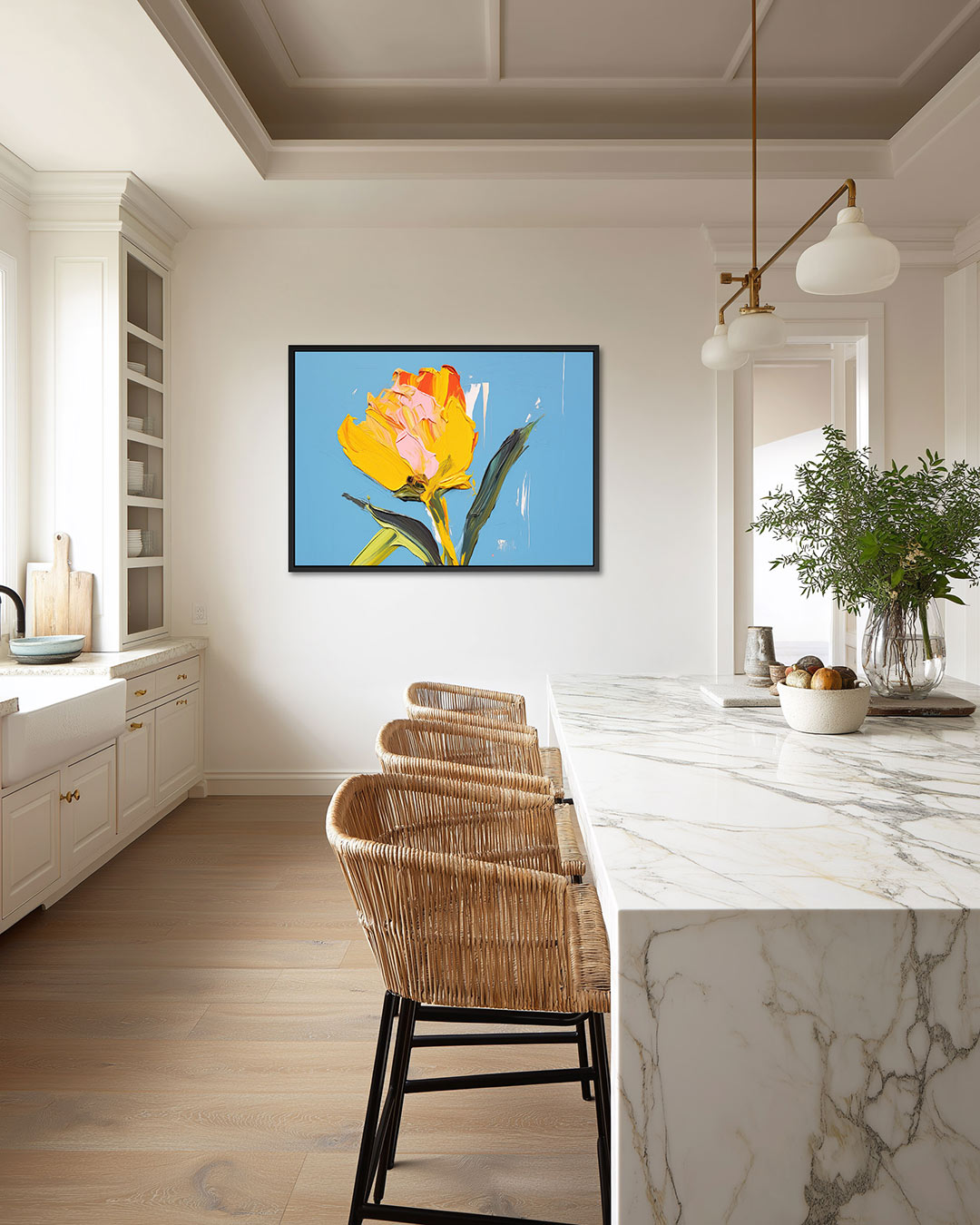 Expressieve bloem – wanddecoratie in interieur
