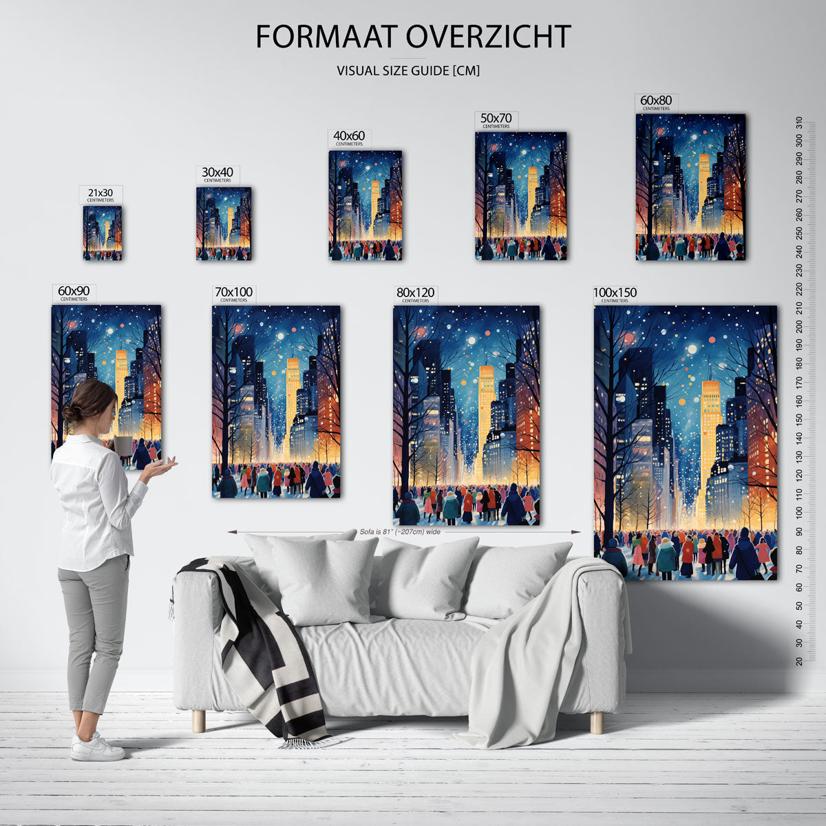 Avondwandeling in de stad – staande muurposter voor kerst