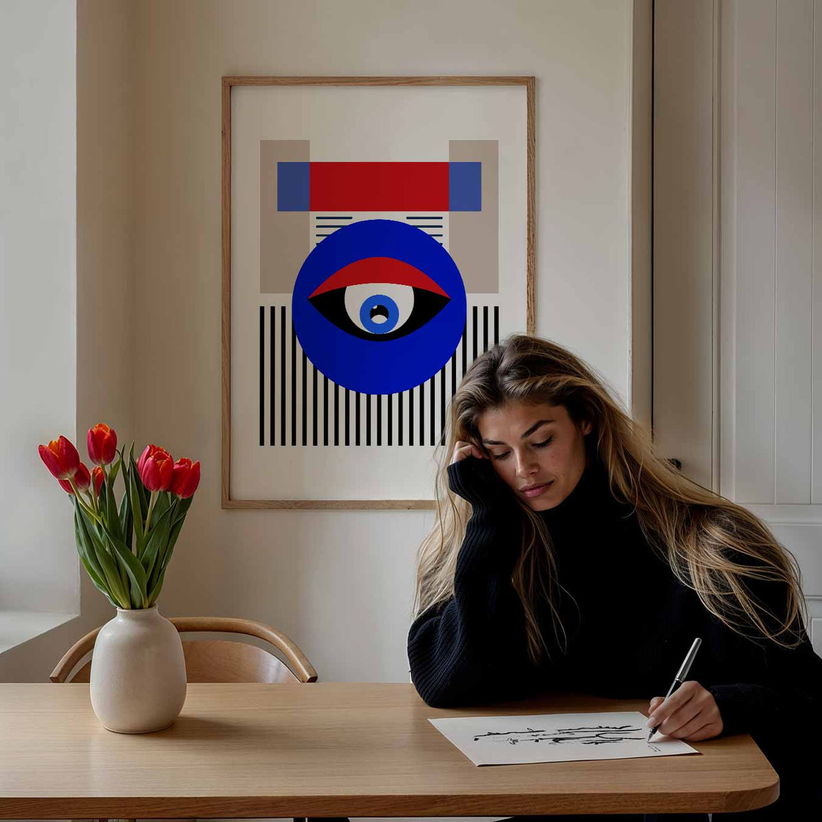 Modern Geometrisch Oog – staande dieren wanddecoratie van WallArtistic