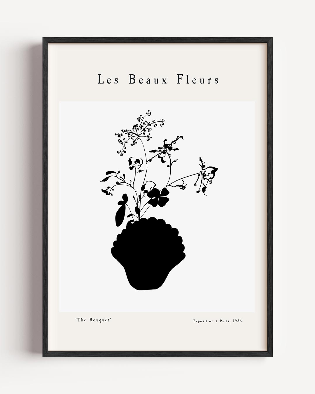 Zwart-Wit Bloemen Silhouet – moderne portret poster als wanddecoratie