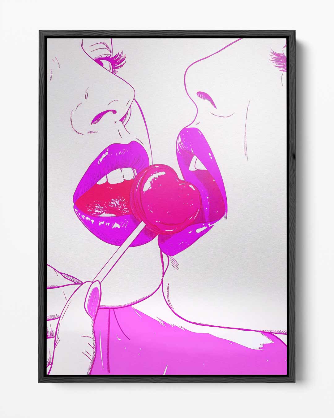 Pop Art Kissing Lollipop – portret kunstwerk als wanddecoratie
