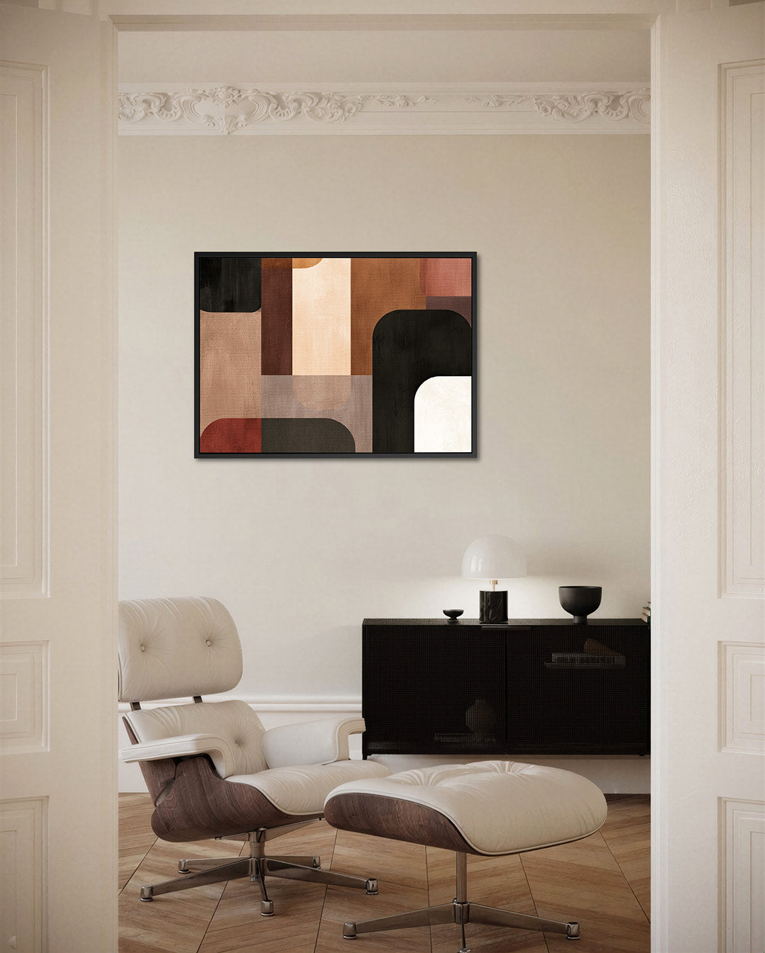 Geometrische vormen compositie – Rustige – liggende wanddecoratie