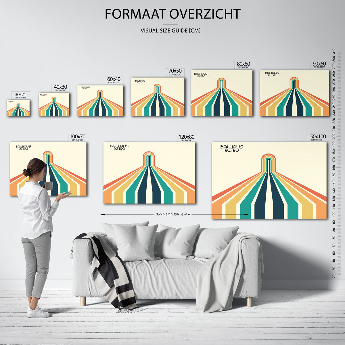 Kleurrijke lijnen – geometrische poster in Bauhaus-stijl van WallArtistic