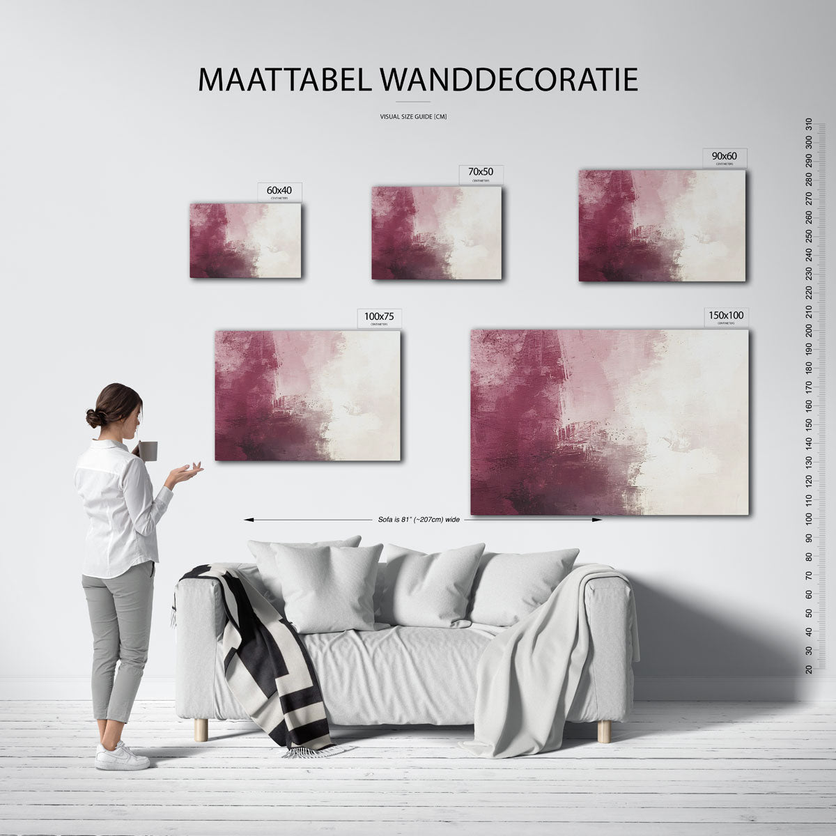 Warme kleurenmix – moderne liggende wandkunst
