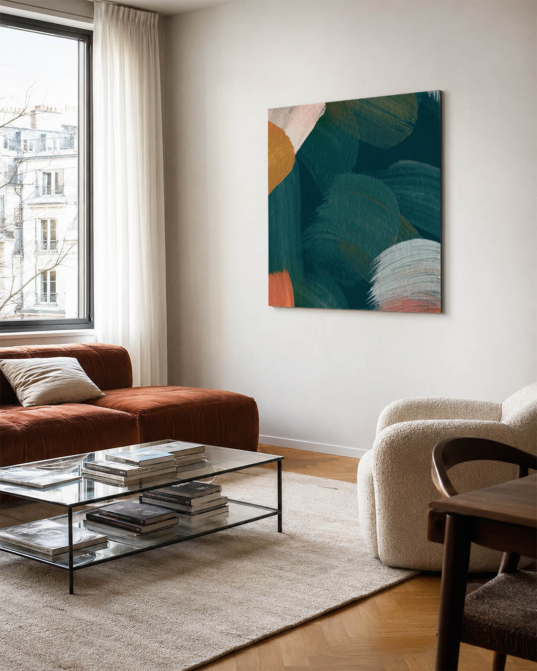 Kleurencompositie kunstwerk – vierkante wanddecoratie – dit werk toont een levendige mix van kleuren en vormen. Brede