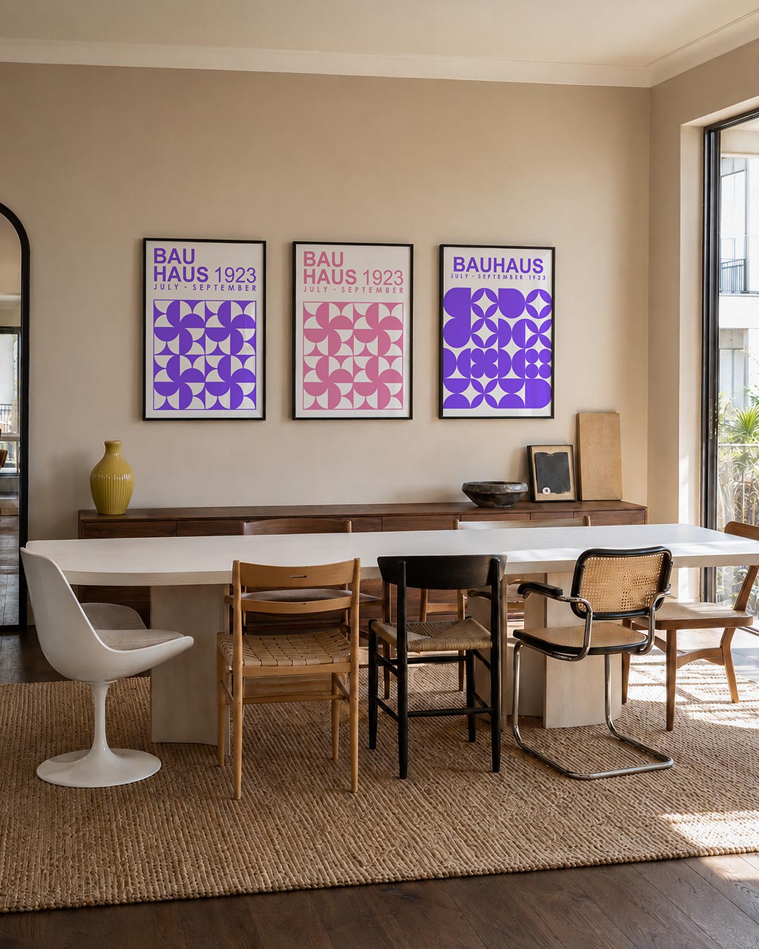 Vorm en kleur driedelige posterset – deze posterset in drie delen toont een speels lijnenspel