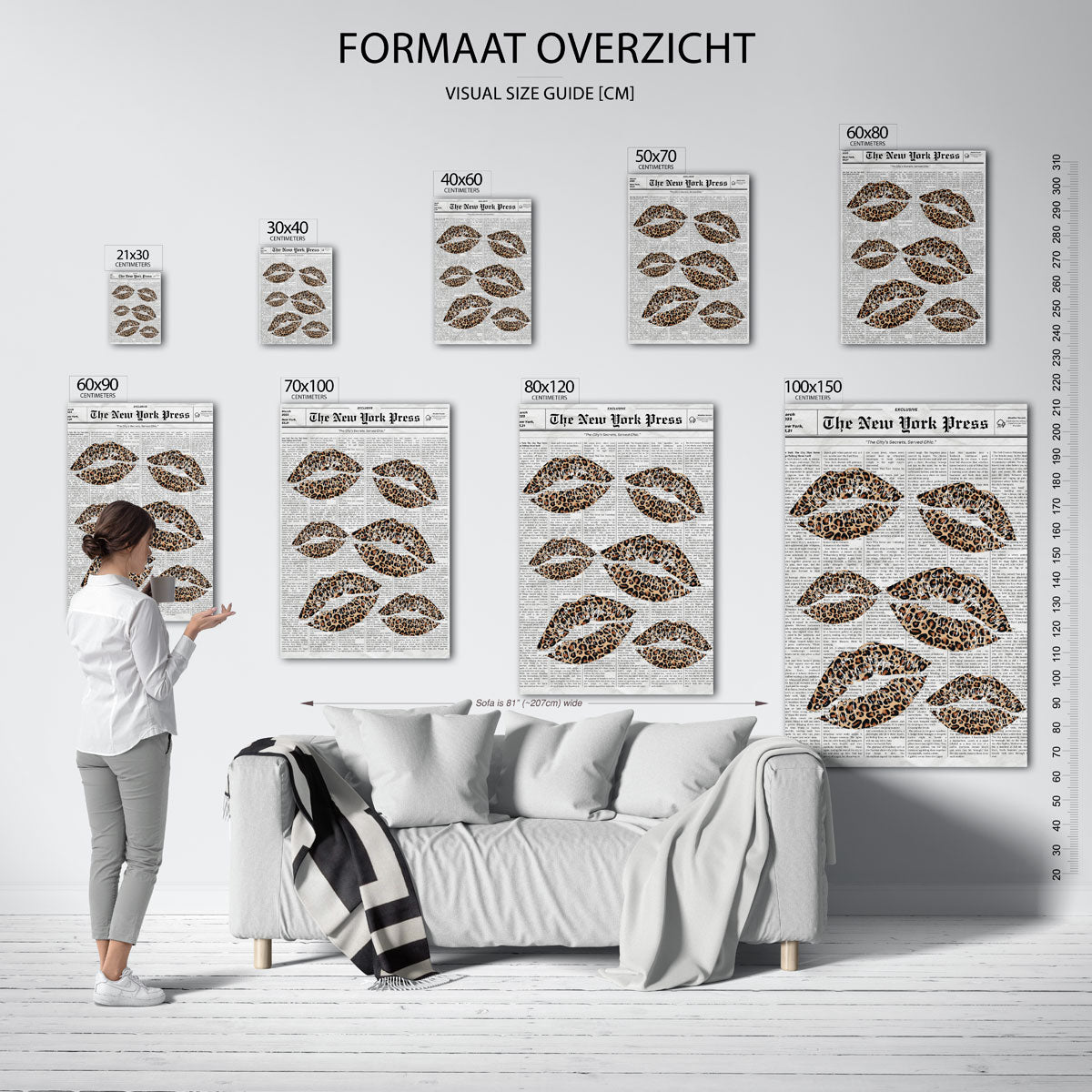 Luipaard lippen – staande muurposter in Pop Art stijl