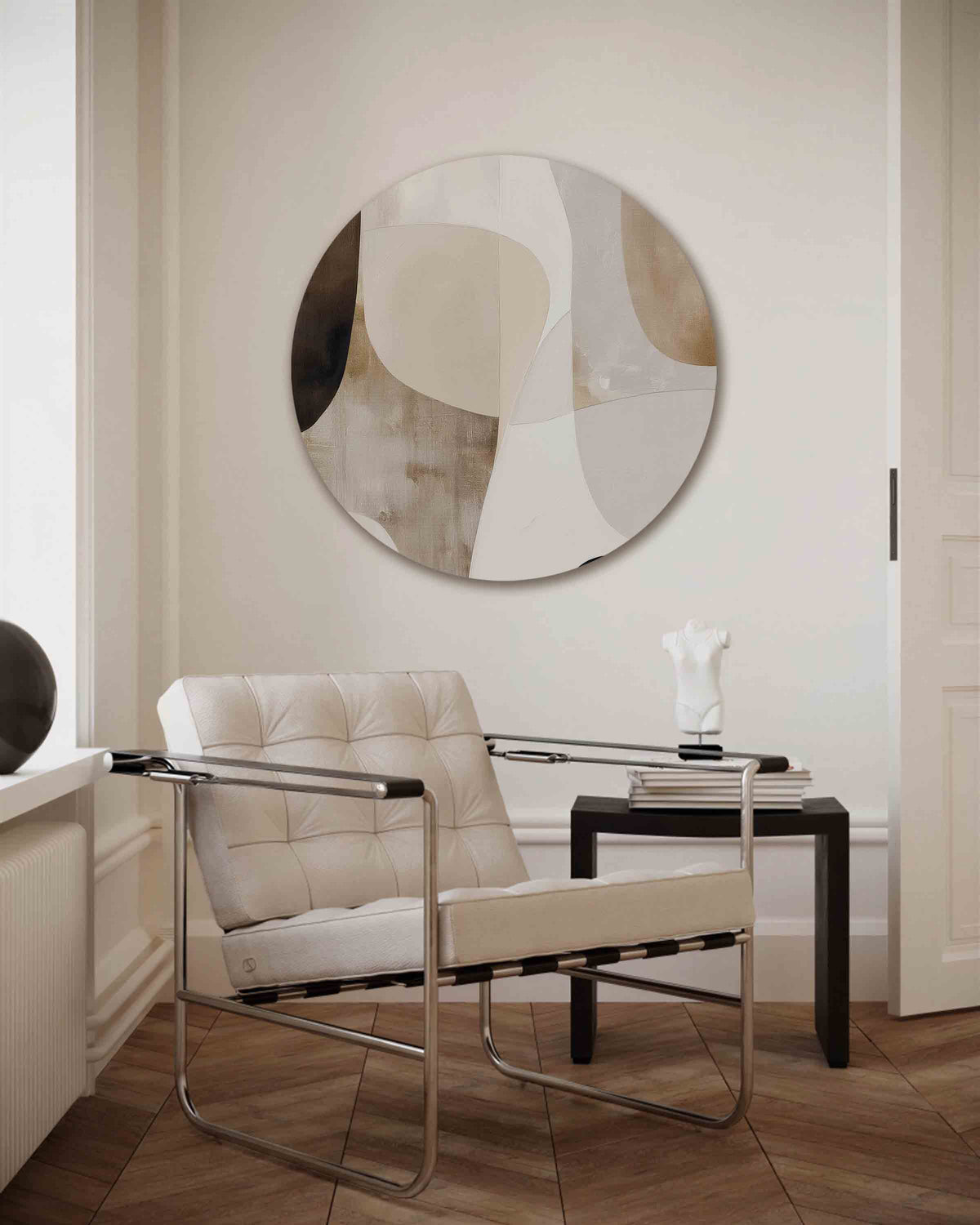Abstracte vormen – abstracte muurcirkel als ronde wanddecoratie