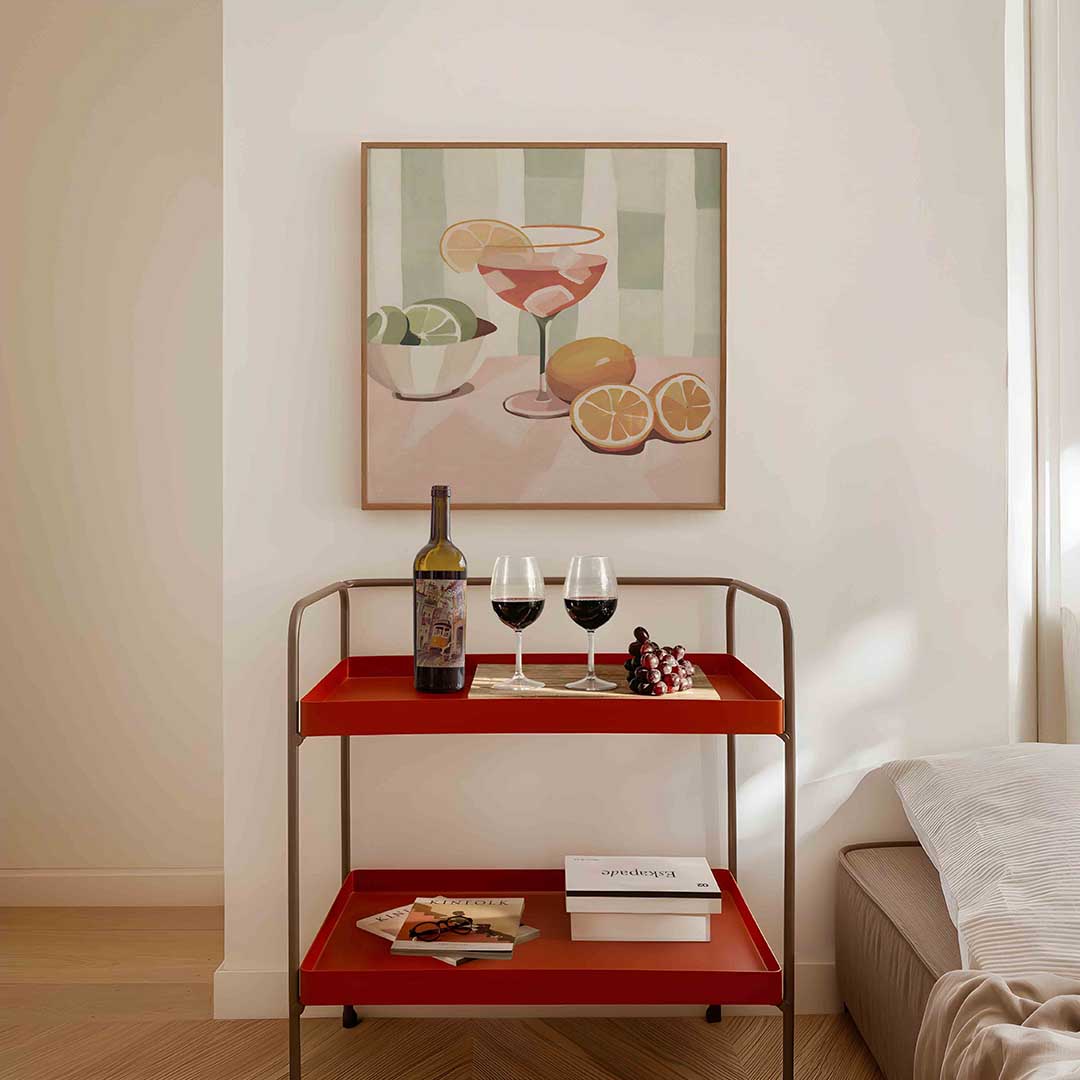 Cocktail en citrus – vierkante keuken wanddecoratie van WallArtistic