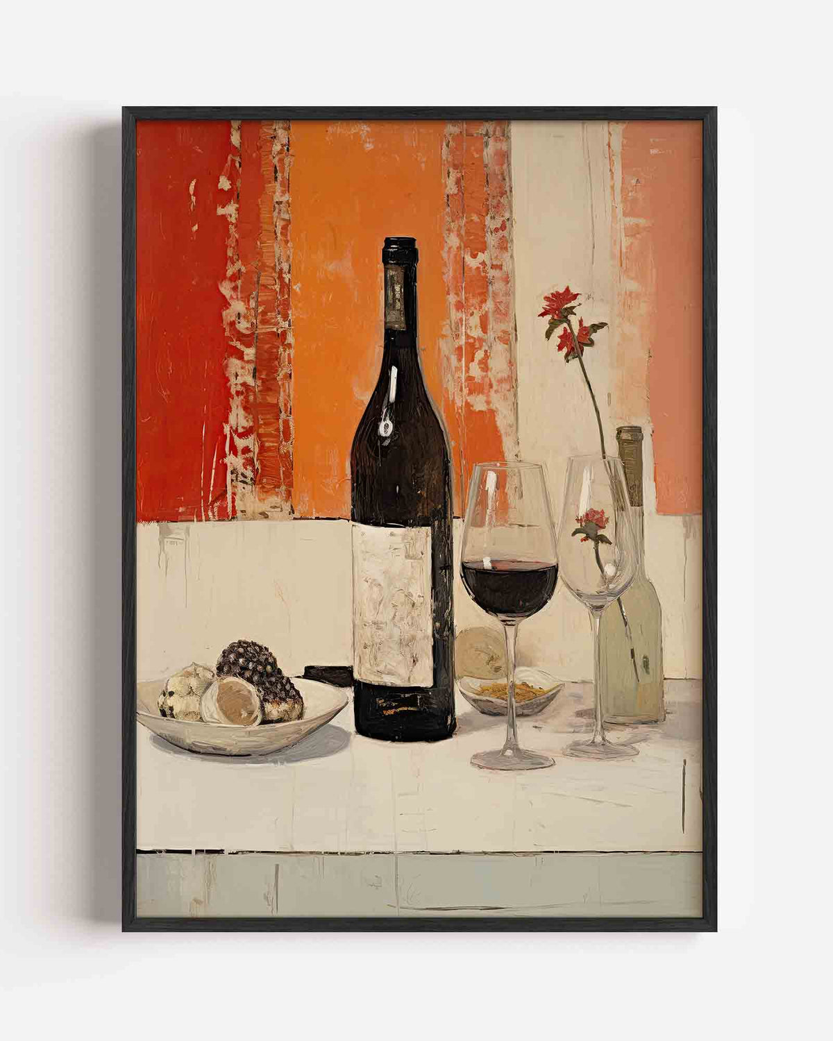 Wijn en bloemen – kleurrijke illustratie portret poster als wanddecoratie