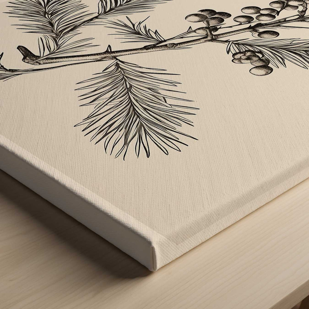 Vintage Kersttak Illustratie – canvas kunstwerk als wanddecoratie