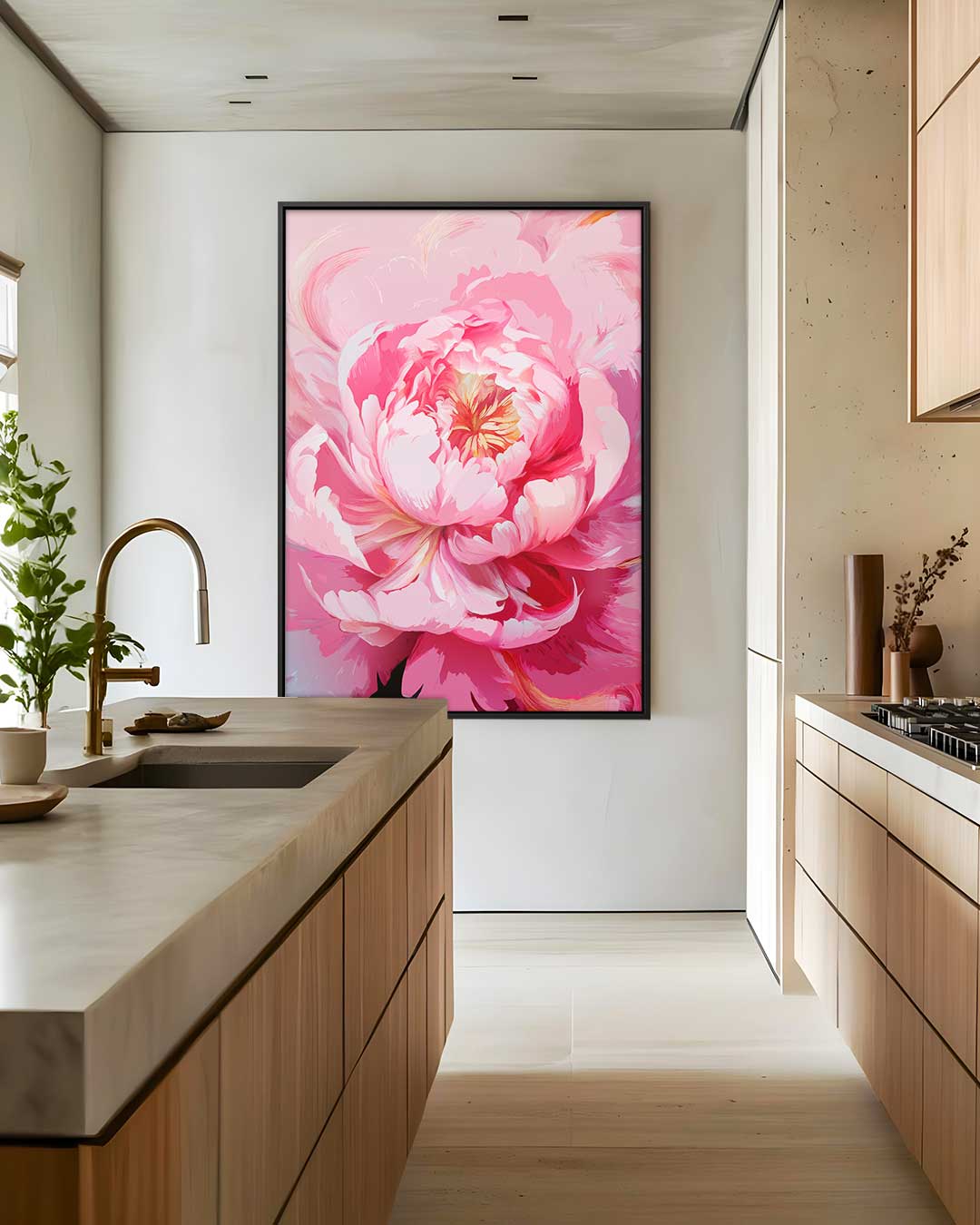 Bloeiende Peony – plexiglas wanddecoratie in portret formaat