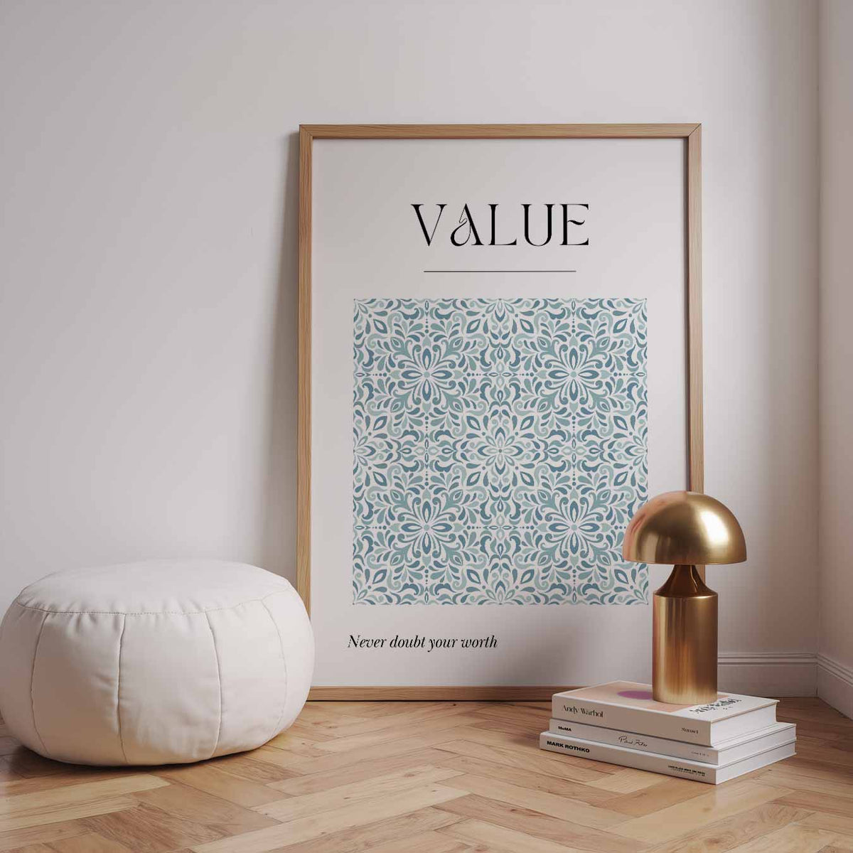 Inspirerende Waarde – staande muurposter met quote