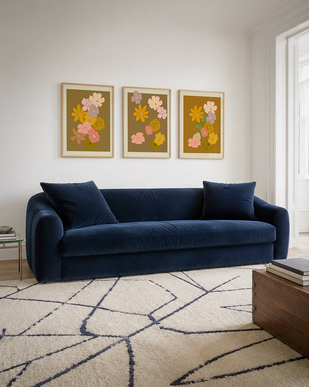 Bloemenpracht driedelige posterset – deze posterset toont een speelse verzameling van bloemen in