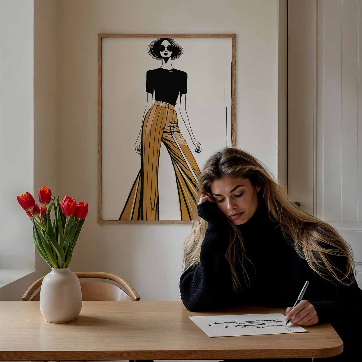 Trendy Fashionista Illustratie – Popart poster als moderne urban wanddecoratie