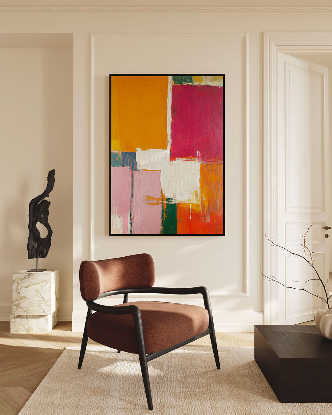 Kleurrijke vlakken – staand wanddecoratie kunstwerk