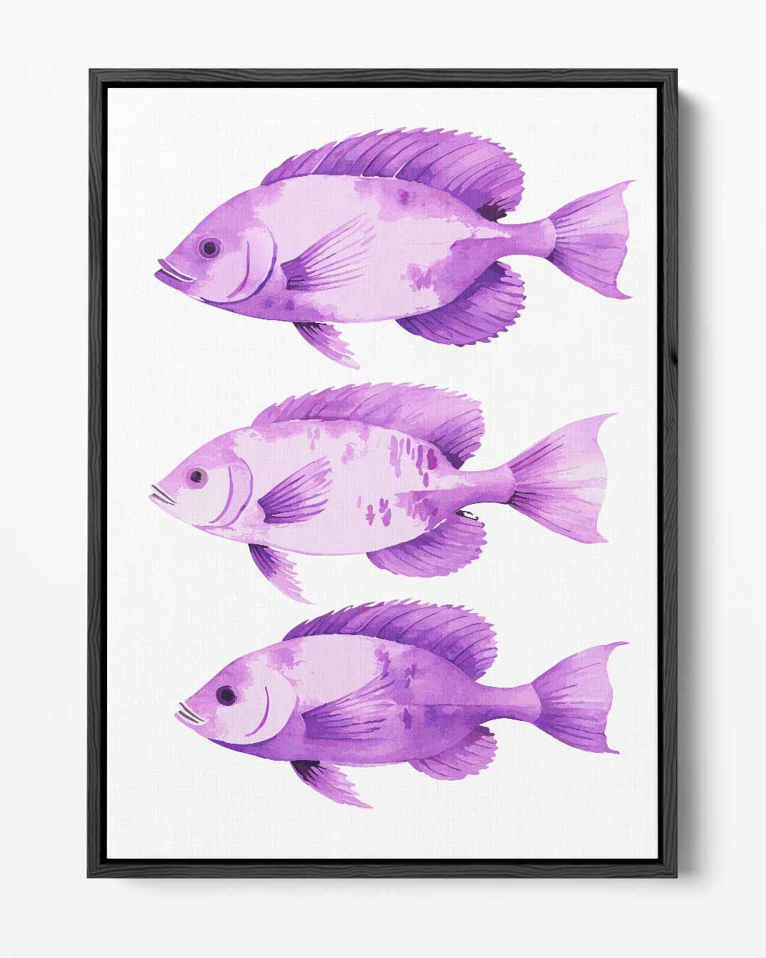 Paarse Vis Trio – portret kunstwerk als wanddecoratie