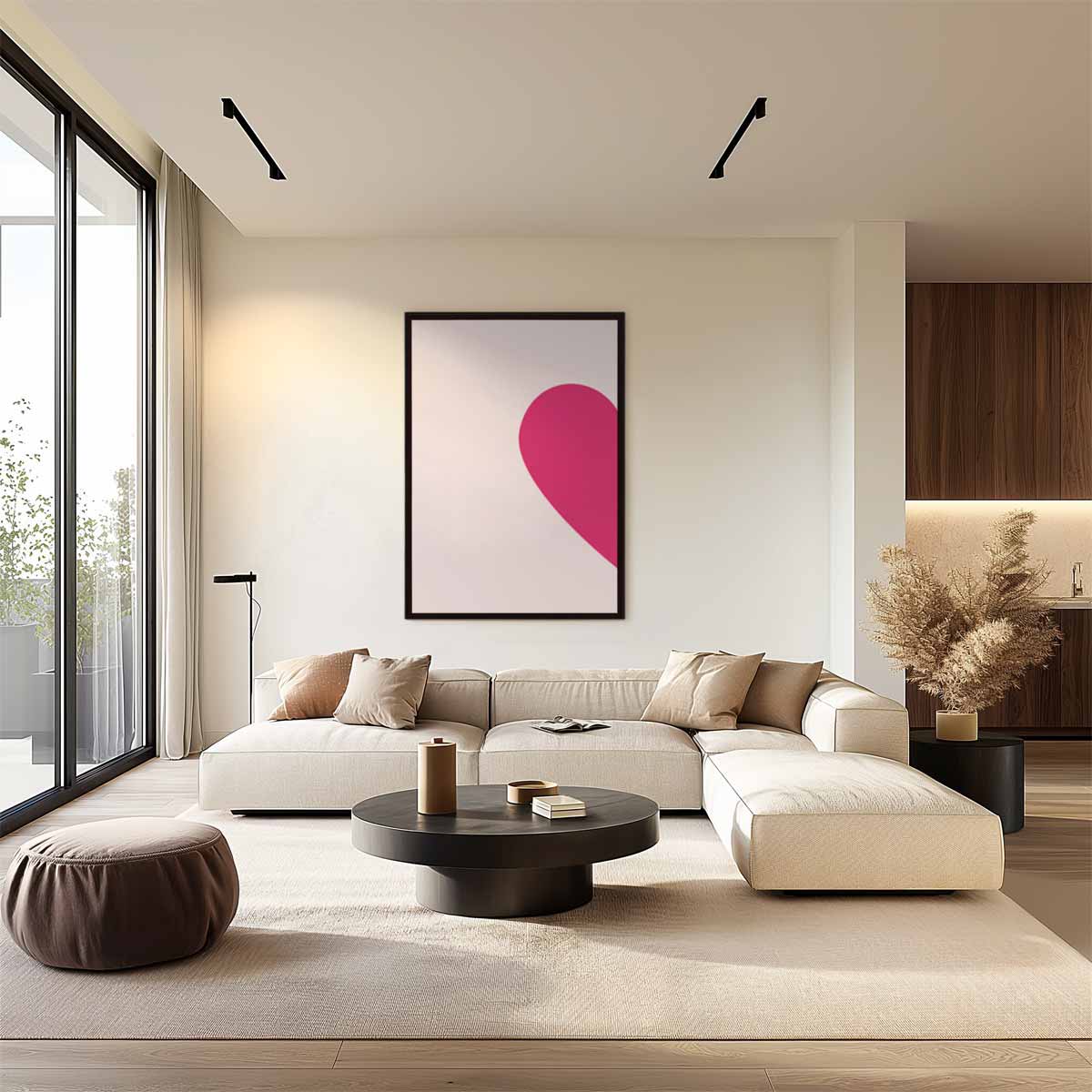 Roze hartvorm – canvas wanddecoratie in portret formaat