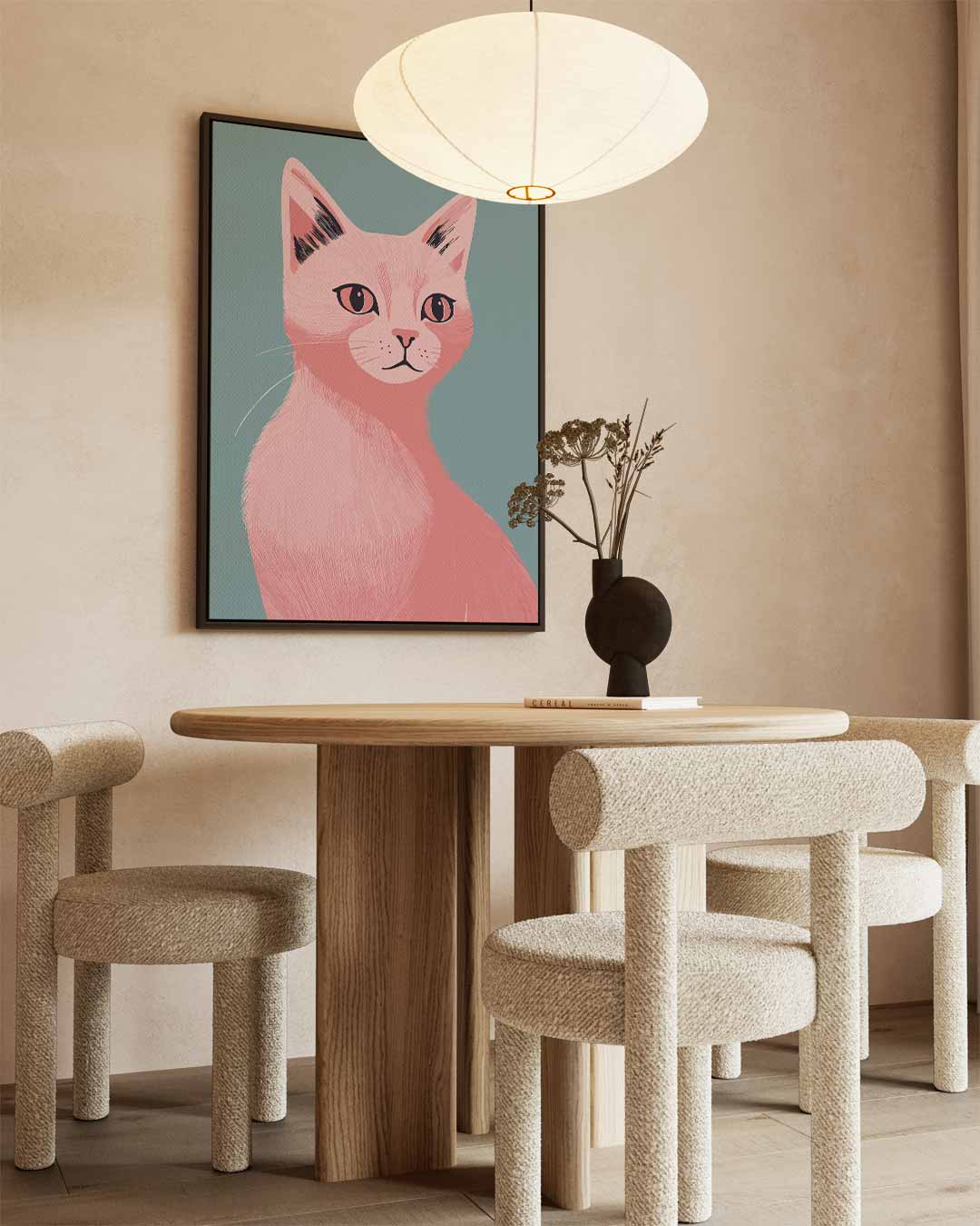 Dromerige Roze Kat – staand kunstwerk voor modern interieur