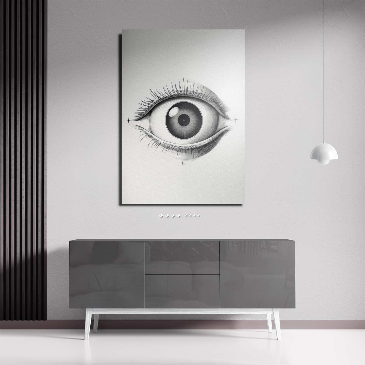 Intrigerend Potloodtekening Oog – staande wandkunst voor woonkamer of interieur