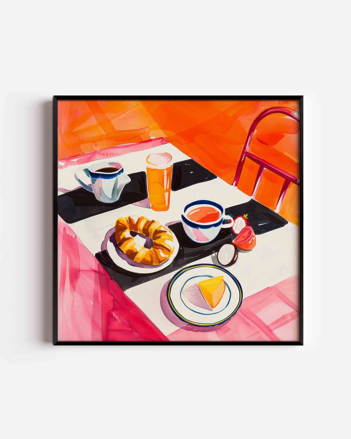 Ontbijttafel met gebak – keuken vierkante poster als wanddecoratie