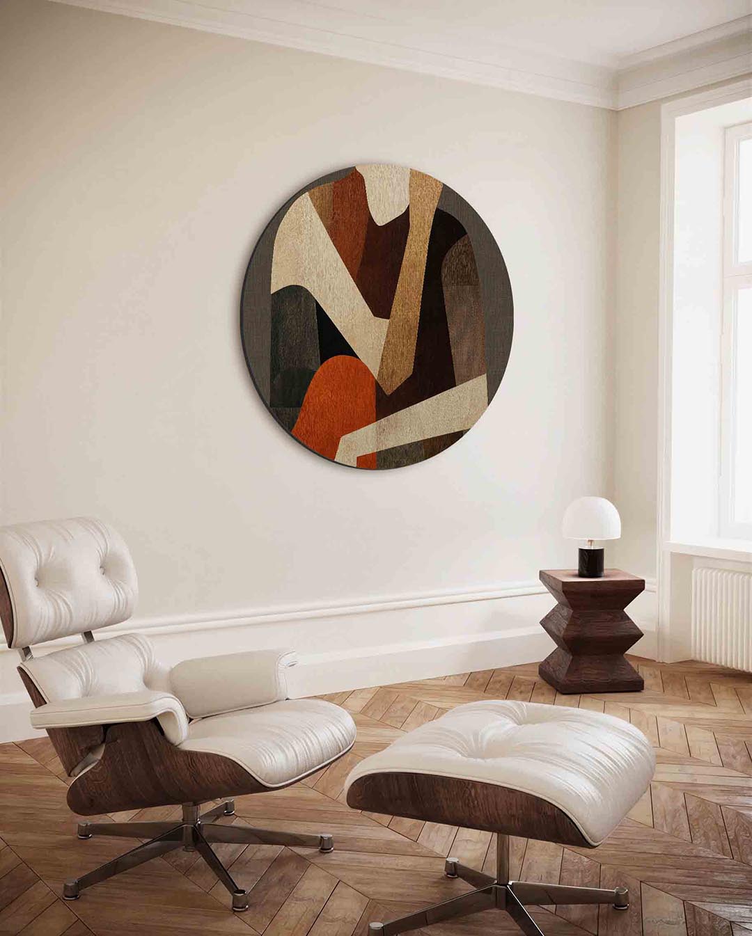 Abstracte figuur – ronde wanddecoratie met abstract ontwerp