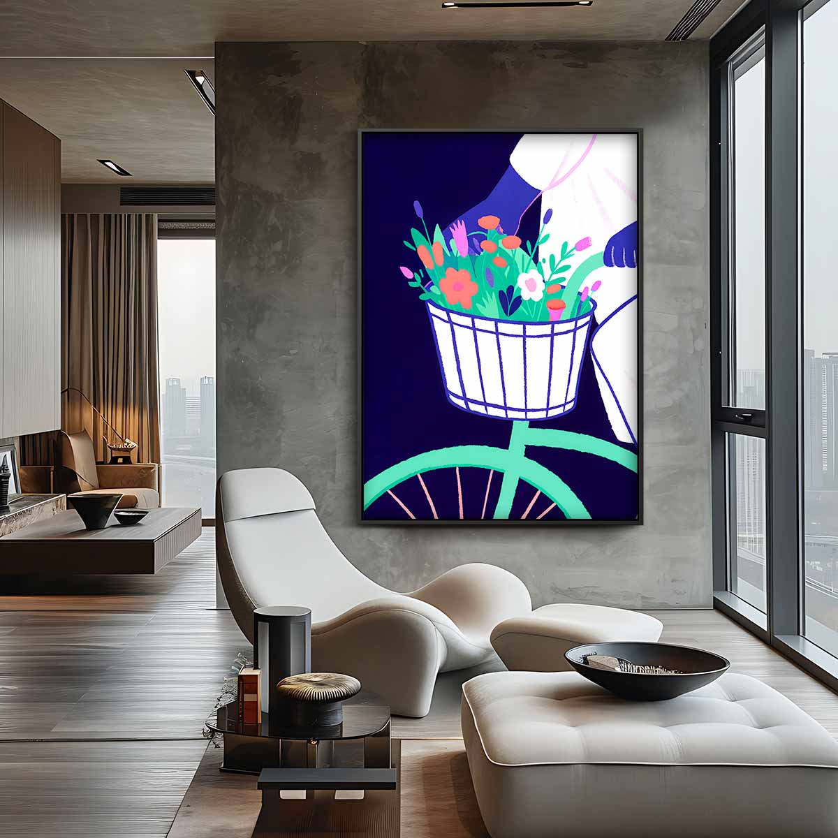 Fietstocht in Bloei – canvas kunstwerk als wanddecoratie