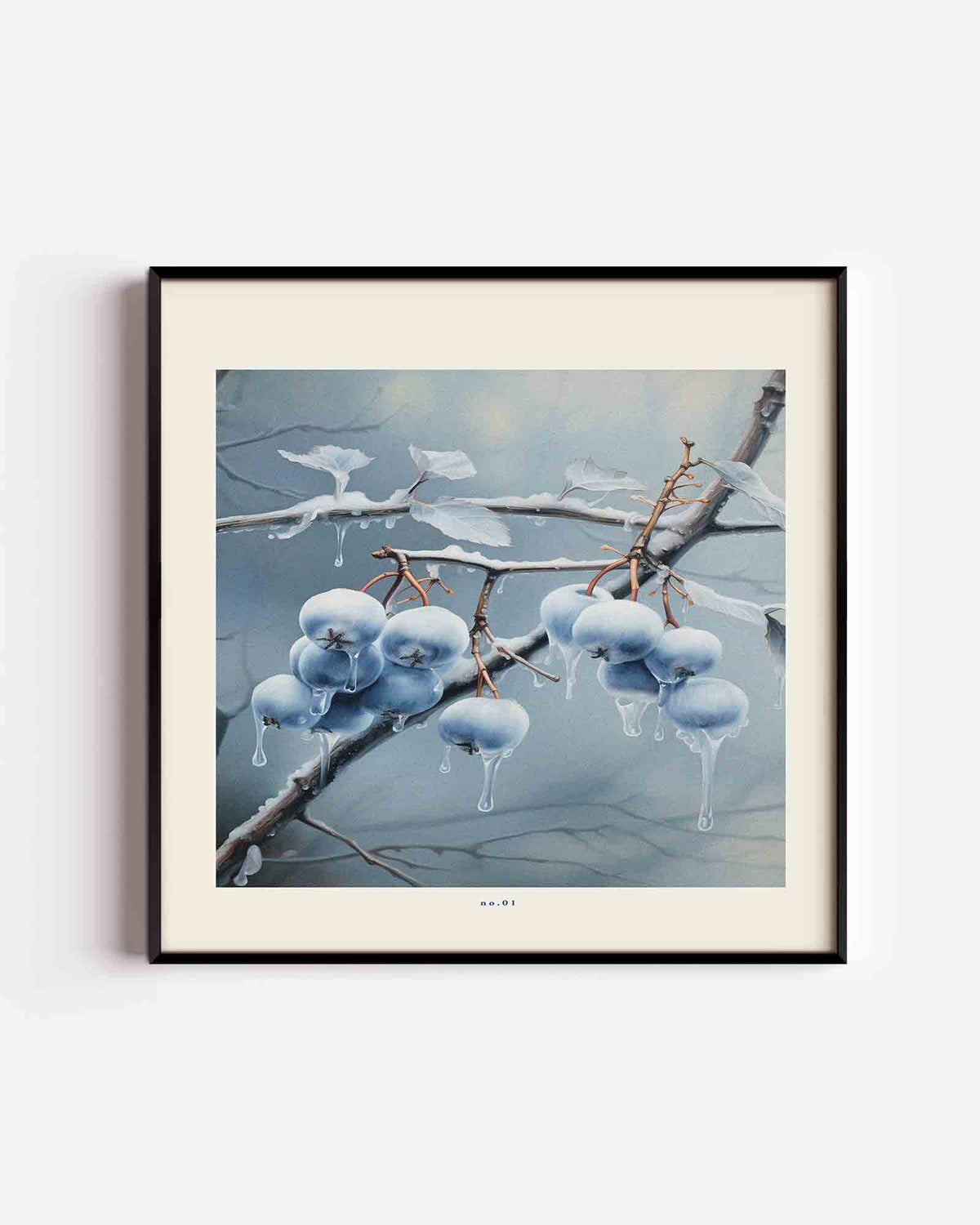 Tak met ijs en bessen – kerst vierkante poster als wanddecoratie