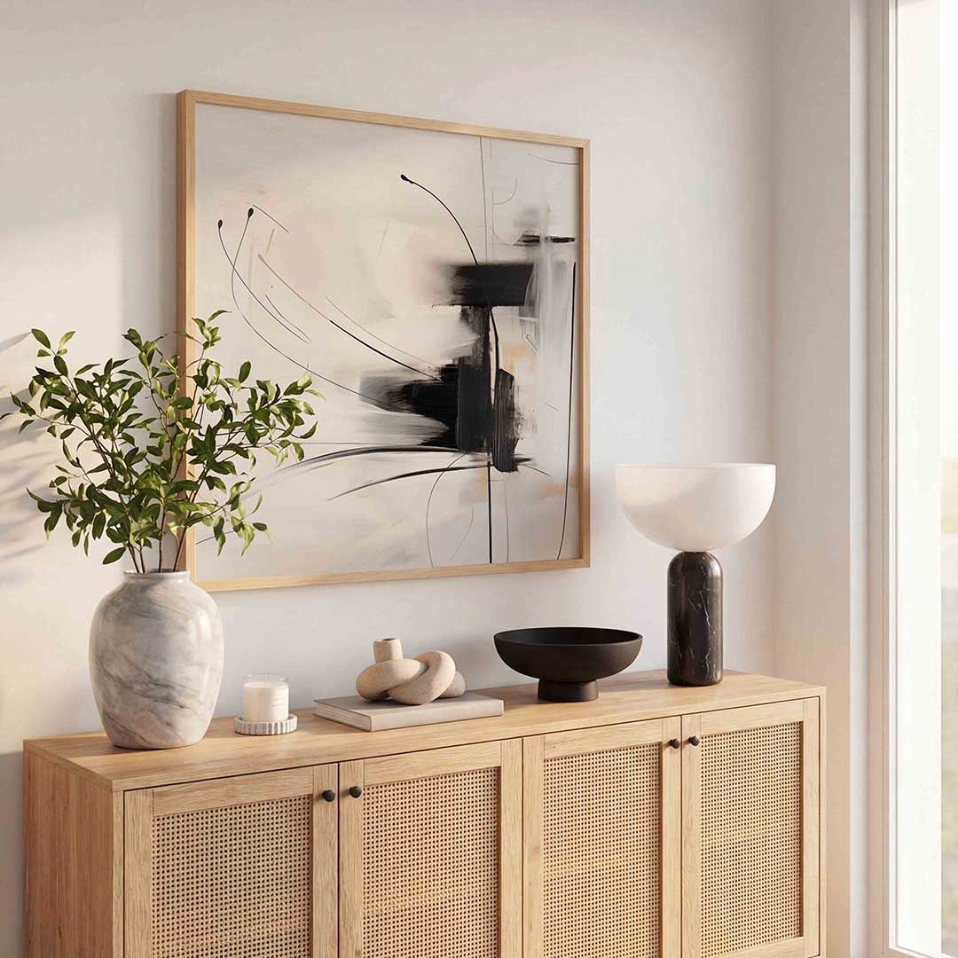 Abstracte lijnen – kleurrijke poster in vierkant formaat