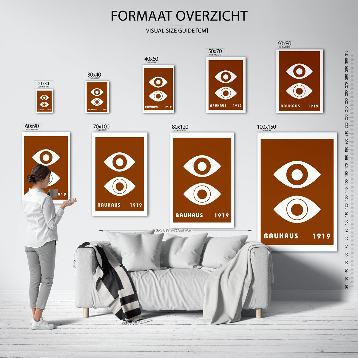 Oogvormen en tekst – Bauhaus poster als moderne geometrische wanddecoratie