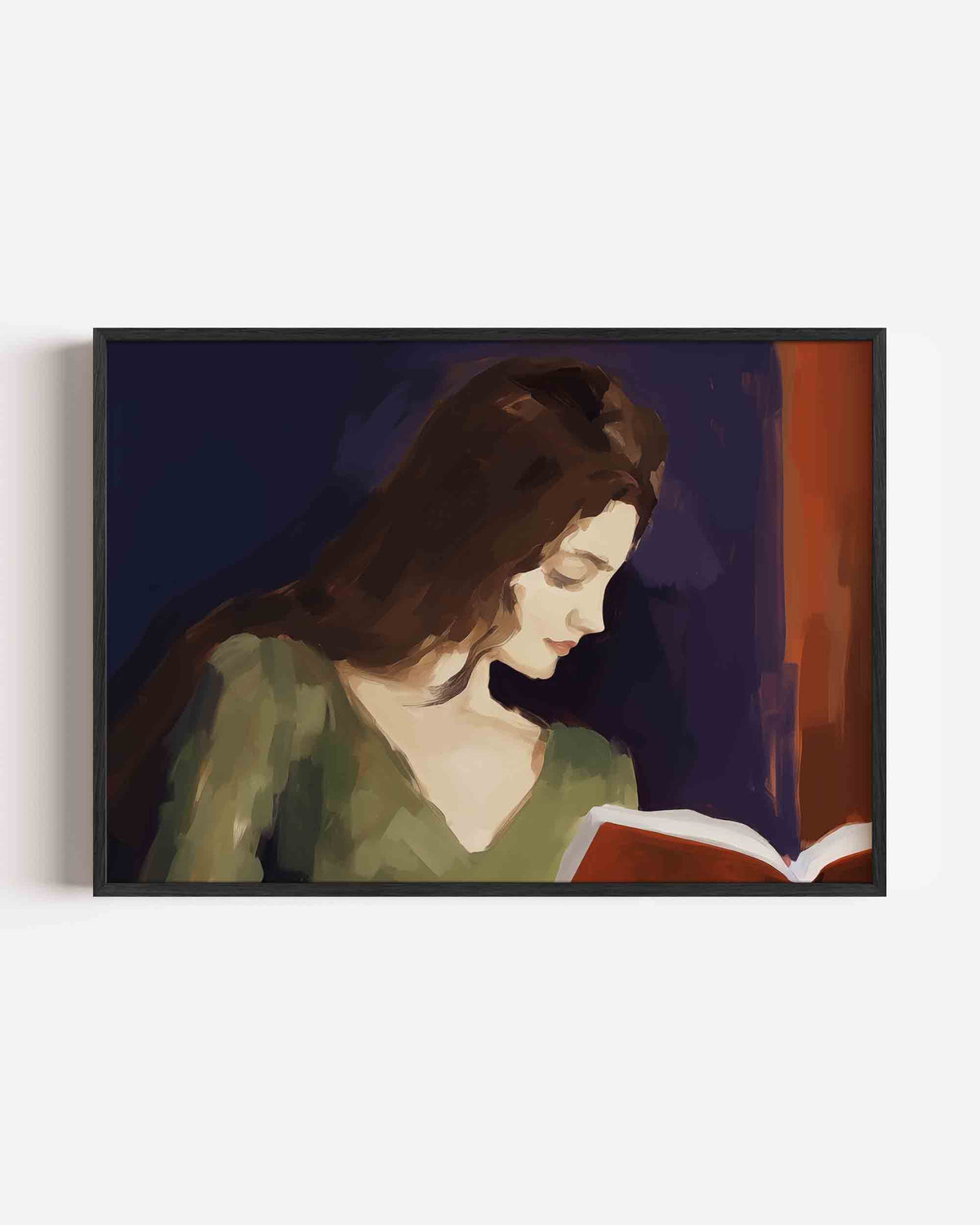 Lezende vrouw – vrouwelijk portret als landscape poster