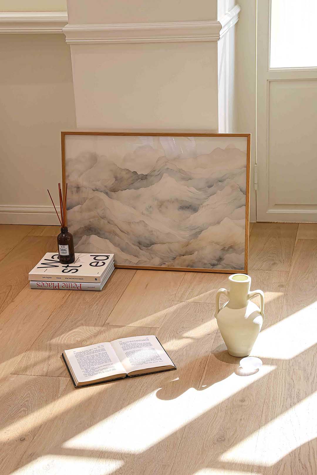 Berglandschap – liggende abstracte wanddecoratie van WallArtistic