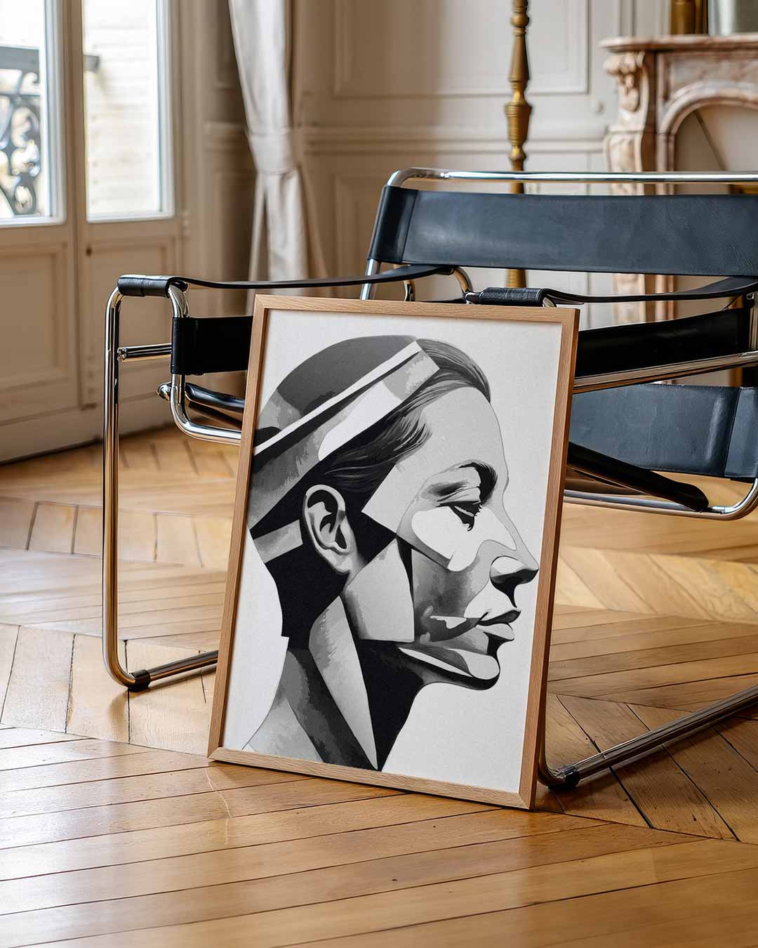 Abstracte Vrouwelijke Portretposter – staande muurposter met zomerse uitstraling