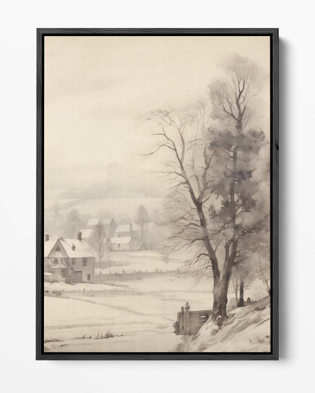Winterse Rustieke Idylle – portret kunstwerk als wanddecoratie