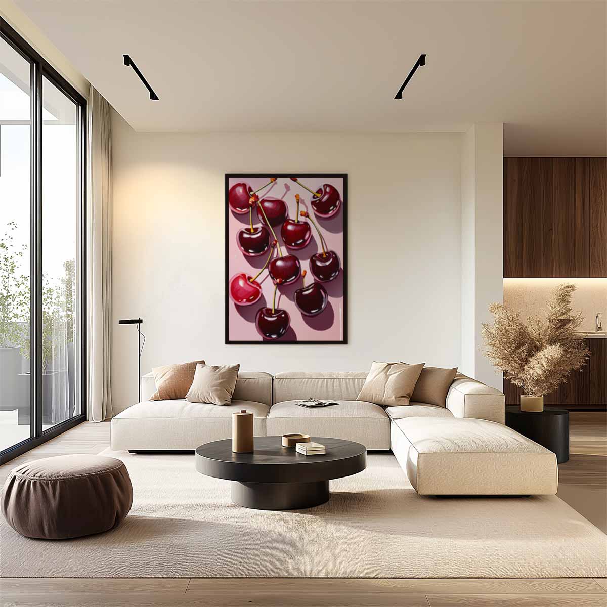 Kersenfeest op Roze Canvas – staand kunstwerk voor modern interieur