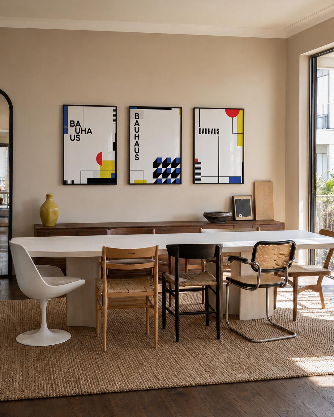 Kleur en lijnen driedelige posterset – deze posterset in drie delen speelt met kleurvlakken en lijnen. Blauwe, rode en gele