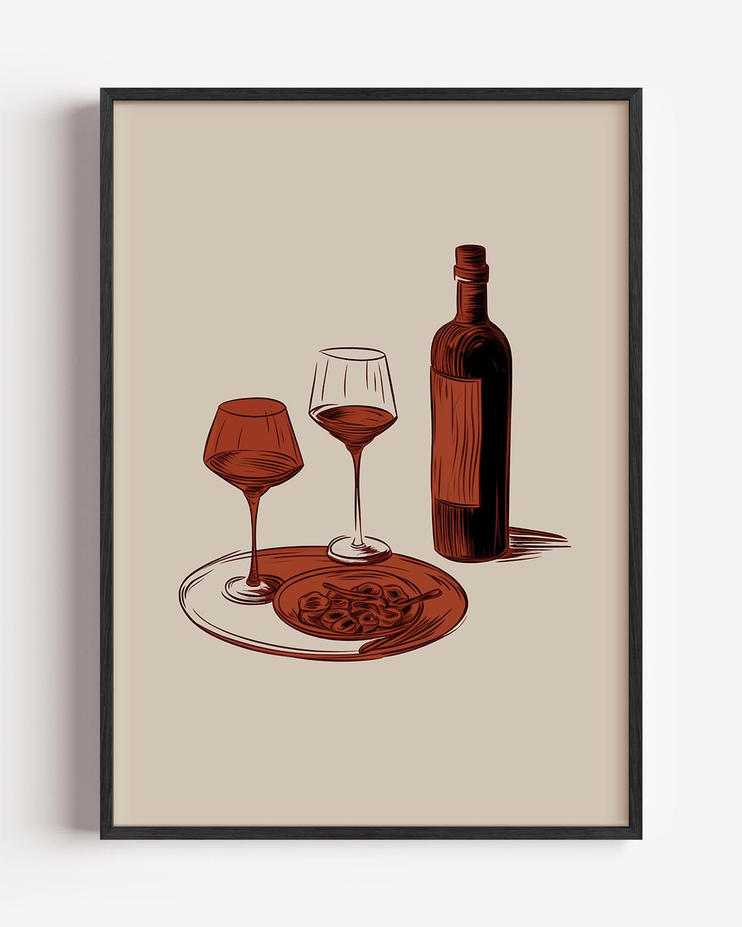 Stijlvolle Wijn en Dineer – keuken portret poster als wanddecoratie