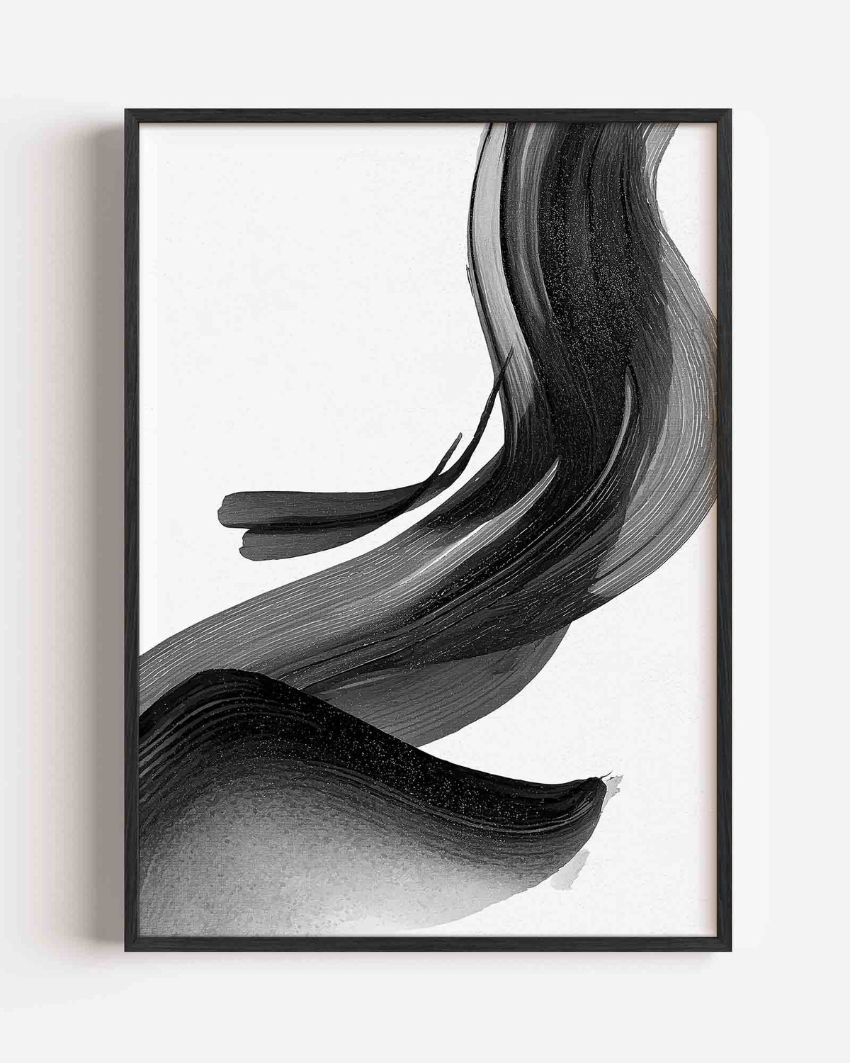 Zwarte penseelstreken – abstracte portret poster als wanddecoratie
